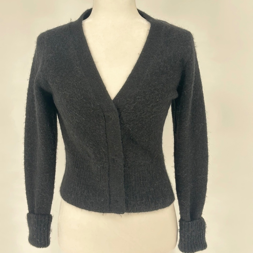 Paris Atelier & Other Stories Black Gray Alpaca Wool Button Snap Cardigan XS